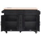 Kitchen Storage Island on Wheels with Drop Leaf & Power Outlet, 56.5 Kitchen Island with 4 Doors , 5 Deep Drawers
