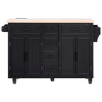 Kitchen Storage Island on Wheels with Drop Leaf & Power Outlet, 56.5 Kitchen Island with 4 Doors , 5 Deep Drawers