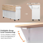 Kitchen Storage Island on Wheels with Drop Leaf & Power Outlet, 56.5 Kitchen Island with 4 Doors , 5 Deep Drawers