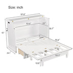 Farmhouse Murphy Bed Convertible Space-Saving Cube Chest Cabinet with Large Drawers and Charging Station, Foldable Platform Bed