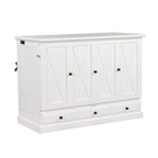 Farmhouse Murphy Bed Convertible Space-Saving Cube Chest Cabinet with Large Drawers and Charging Station, Foldable Platform Bed
