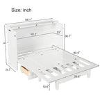 Farmhouse Murphy Bed Convertible Space-Saving Cube Chest Cabinet with Large Drawers and Charging Station, Foldable Platform Bed