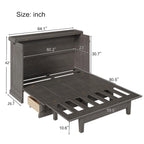 Farmhouse Murphy Bed Convertible Space-Saving Cube Chest Cabinet with Large Drawers and Charging Station, Foldable Platform Bed