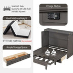 Farmhouse Murphy Bed Convertible Space-Saving Cube Chest Cabinet with Large Drawers and Charging Station, Foldable Platform Bed