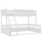 Twin XL over Queen Bunk Bed with Ladder and Guardrails, White