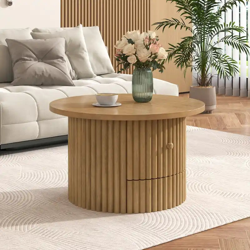 30.5 MDF Coffee Table with Drawer & Slat Base