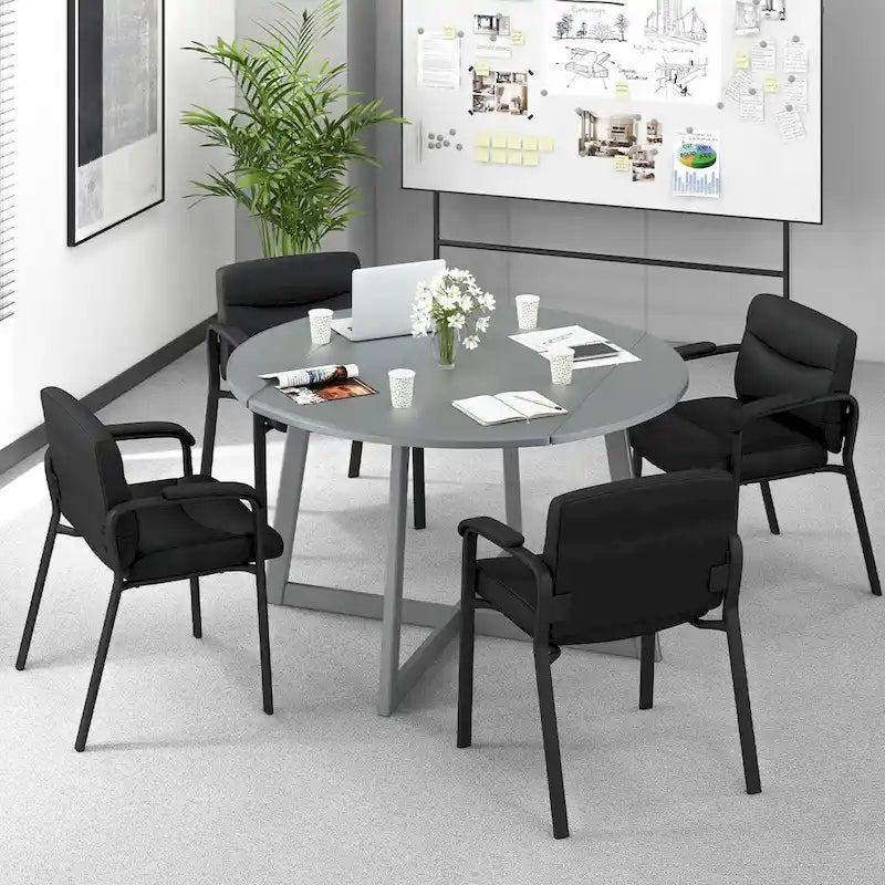 Gymax Set of 10 Waiting Room Chair No Wheels w/ Padded Armrests Guest