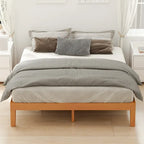 Queen Size Solid Wood Platform Bed with 1000lb Capacity, Under-Bed Storage ( No Headboard)
