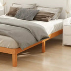 Queen Size Solid Wood Platform Bed with 1000lb Capacity, Under-Bed Storage ( No Headboard)