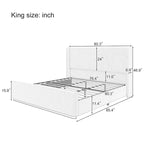 King Size Corduroy Upholstered Bed with 47 Wingback Headboard with Metal/Wood Frame (No Box Spring Needed)