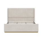King Size Corduroy Upholstered Bed with 47 Wingback Headboard with Metal/Wood Frame (No Box Spring Needed)