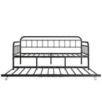 Twin Size Metal Daybed with Trundle and Heavy Duty Steel Slat Support for Bedroom