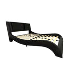 Queen Size Faux Leather Upholstered Platform Bed with LED Lighting and Wood Slat Support