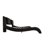 Queen Size Faux Leather Upholstered Platform Bed with LED Lighting and Wood Slat Support