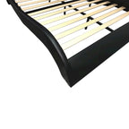 Queen Size Faux Leather Upholstered Platform Bed with LED Lighting and Wood Slat Support