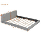 Gray Queen Size Upholstered Bed with Velvet Fabric