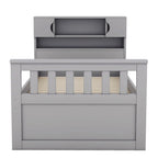 Gray Twin Size Captain Platform Bed with Four Drawers, Storage Bookcases and Shelves