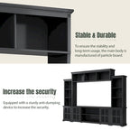 Entertainment Wall Unit with Bridge, Tempered Glass Doors for TVs Up to 70