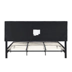Black King Upholstered Platform Bed with Button Tufted Headboard and Wood Slats - No Box Spring Needed
