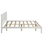 White Full Pine Platform Bed Frame with Headboard - Space-Saving Storage Design