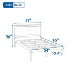 White Full Pine Platform Bed Frame with Headboard - Space-Saving Storage Design