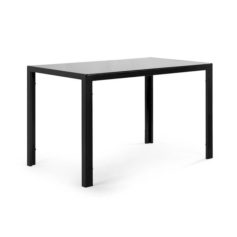 Modern 5-Piece Dining Set with Rectangular Tempered Glass Table & 4 High Back Upholstered Chairs