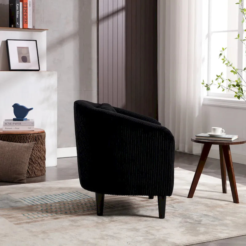 Modern 24.8 Upholstered Barrel Chair with Wood Legs and Pillows for Living Room