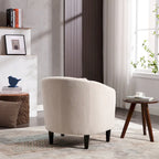 Modern 24.8 Upholstered Barrel Chair with Wood Legs and Pillows for Living Room