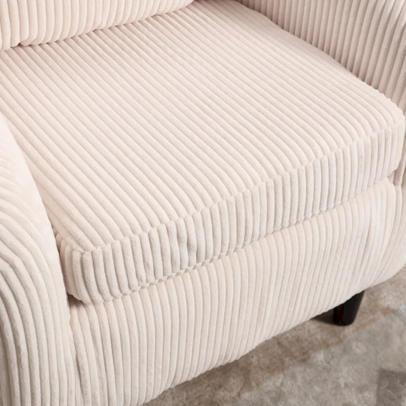 Modern 24.8 Upholstered Barrel Chair with Wood Legs and Pillows for Living Room