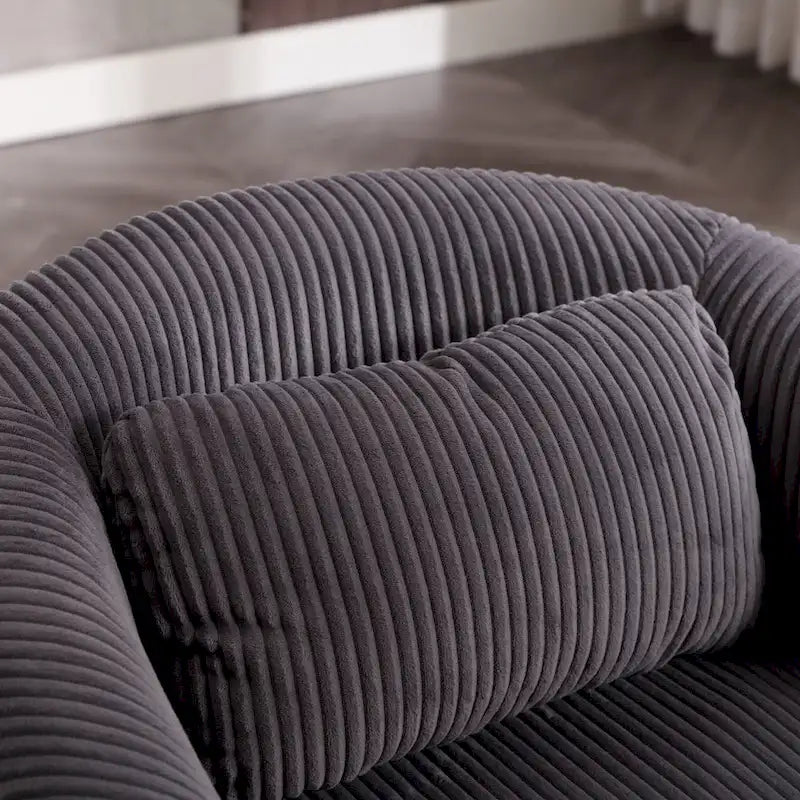 Modern 24.8 Upholstered Barrel Chair with Wood Legs and Pillows for Living Room