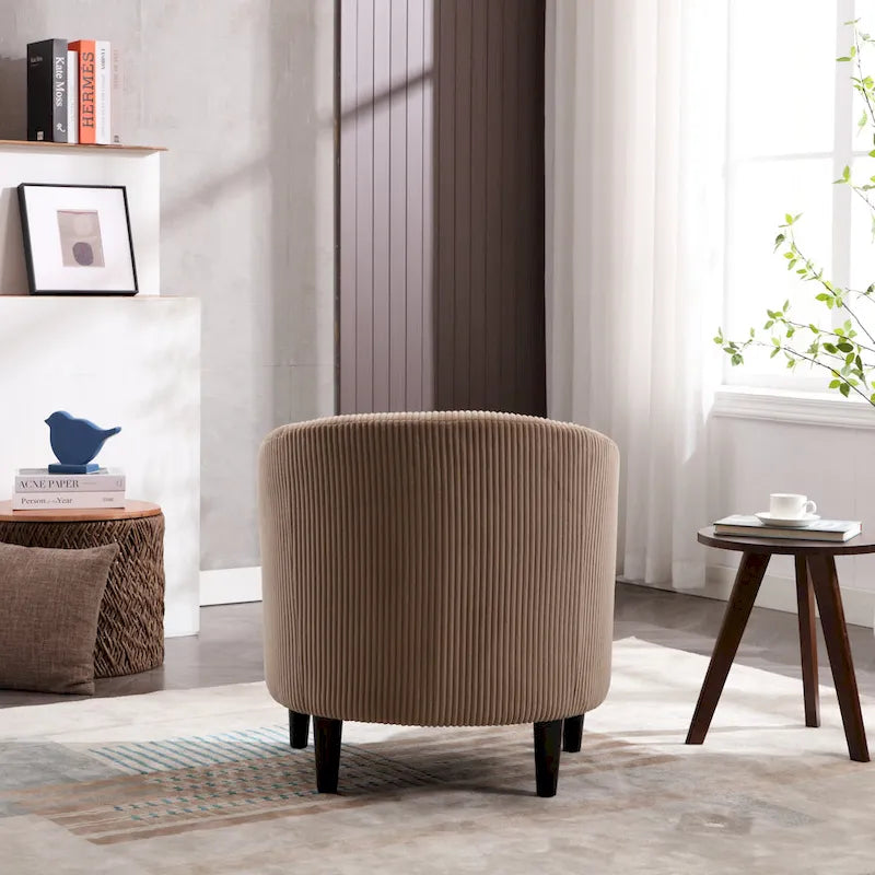 Modern 24.8 Upholstered Barrel Chair with Wood Legs and Pillows for Living Room