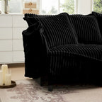 Corduroy Slipcovered 3-Seater Armless Sectional Sofa with Reversible Ottoman, Free Combination Design, and Removable Covers