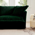 Corduroy Slipcovered 3-Seater Armless Sectional Sofa with Reversible Ottoman, Free Combination Design, and Removable Covers