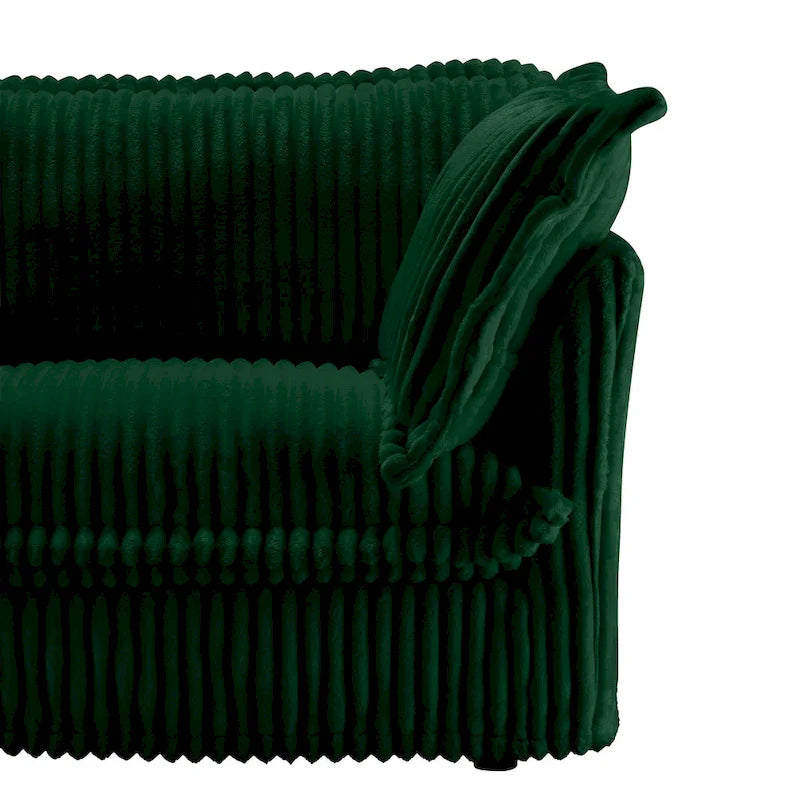 Corduroy Slipcovered 3-Seater Armless Sectional Sofa with Reversible Ottoman, Free Combination Design, and Removable Covers