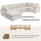 100.4 Spacious U-Shape 6 Seater Sectional Sofa with Removable Ottomans and Pillow, Flexible Configuration