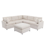 100.4 Spacious U-Shape 6 Seater Sectional Sofa with Removable Ottomans and Pillow, Flexible Configuration