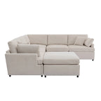 100.4 Spacious U-Shape 6 Seater Sectional Sofa with Removable Ottomans and Pillow, Flexible Configuration