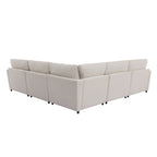 100.4 Spacious U-Shape 6 Seater Sectional Sofa with Removable Ottomans and Pillow, Flexible Configuration