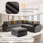 100.4 Spacious U-Shape 6 Seater Sectional Sofa with Removable Ottomans and Pillow, Flexible Configuration