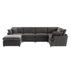 100.4 Spacious U-Shape 6 Seater Sectional Sofa with Removable Ottomans and Pillow, Flexible Configuration