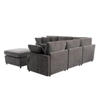 100.4 Spacious U-Shape 6 Seater Sectional Sofa with Removable Ottomans and Pillow, Flexible Configuration