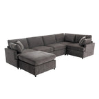 100.4 Spacious U-Shape 6 Seater Sectional Sofa with Removable Ottomans and Pillow, Flexible Configuration