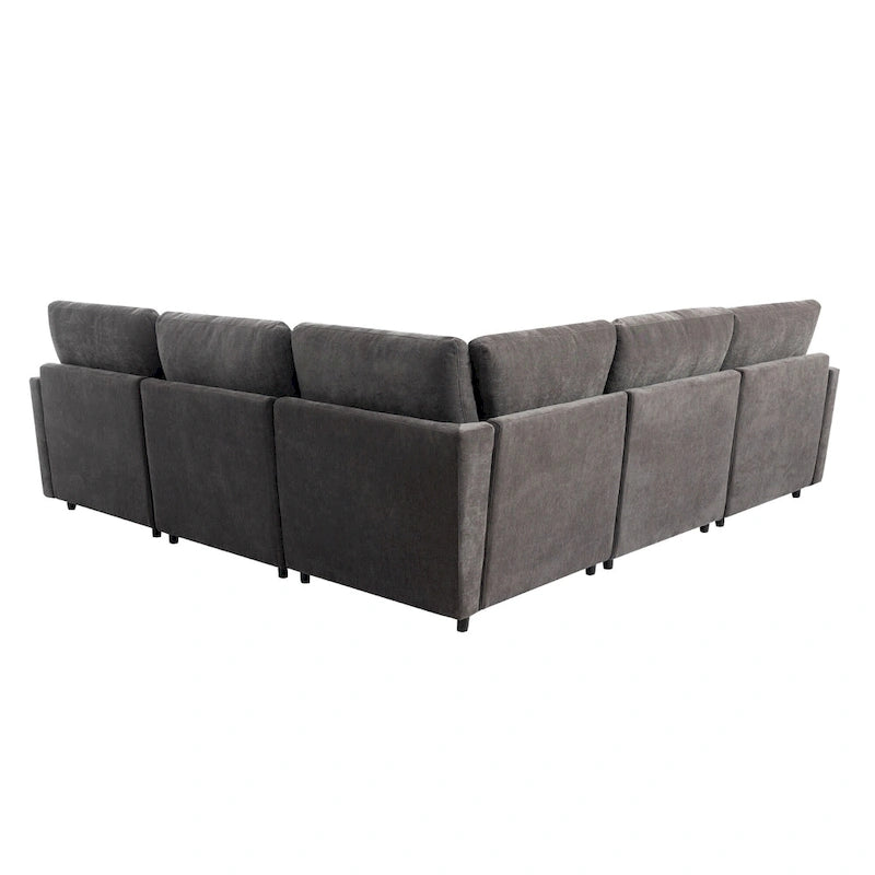 100.4 Spacious U-Shape 6 Seater Sectional Sofa with Removable Ottomans and Pillow, Flexible Configuration