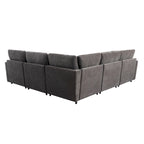 100.4 Spacious U-Shape 6 Seater Sectional Sofa with Removable Ottomans and Pillow, Flexible Configuration