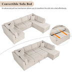 Beige 117 U-Shaped Oversized 6-Seater Sofa