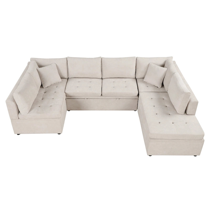 Beige 117 U-Shaped Oversized 6-Seater Sofa