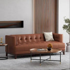 Modern 80.75 Button Tufted 3-seater Sofa with Wood Legs for Living Room