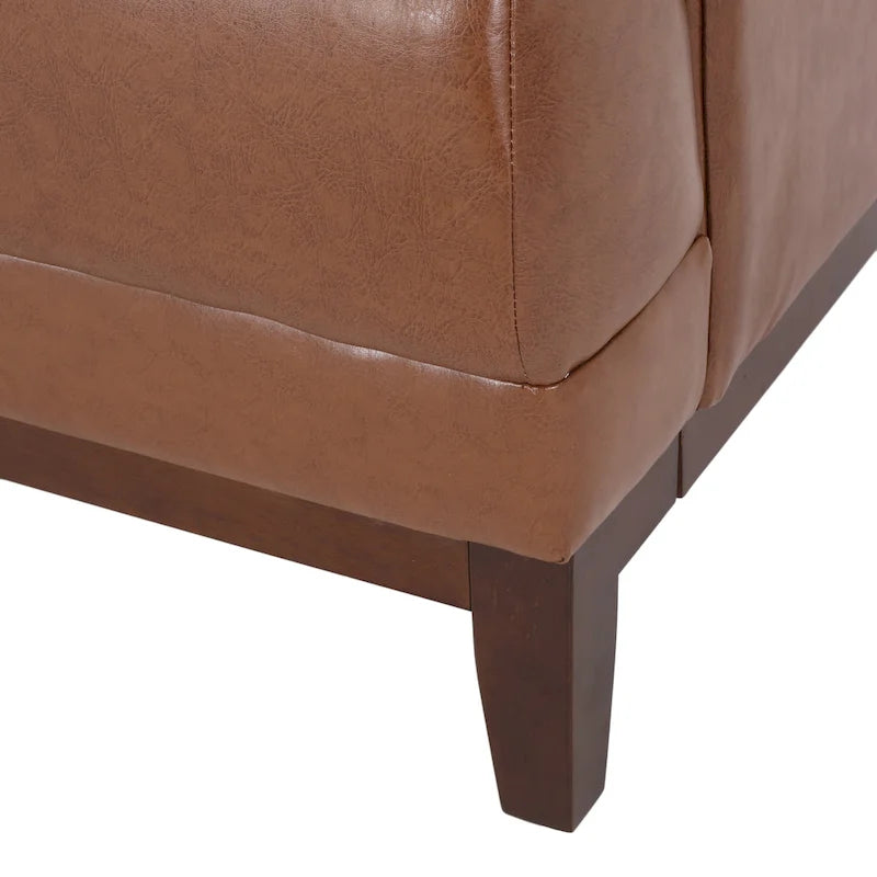 Modern 80.75 Button Tufted 3-seater Sofa with Wood Legs for Living Room
