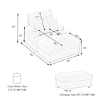 Pink 39.37 Corduroy Upholstered Single Armchair Sofa with Ottoman and Cup Holder for Lving Room