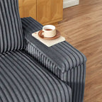 Dark Grey 71 Fabric Loveseat Sofa with Square Storage Armrest and USB port for Living Room